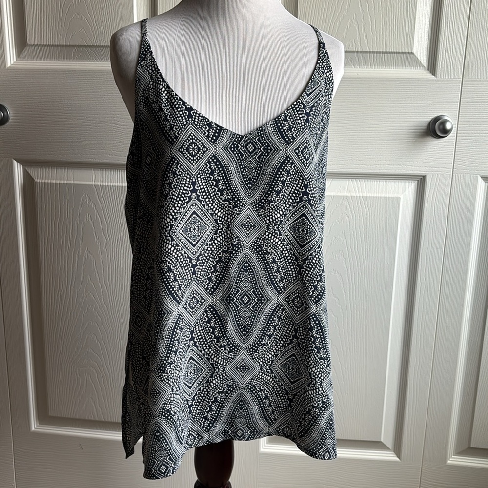 Ladies Blue and White Pattern Top With Delicate Spaghetti Straps